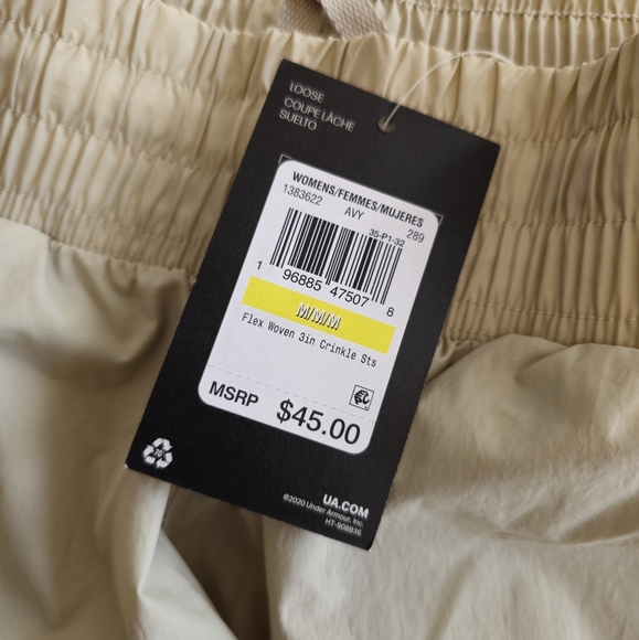 NWT Under Armour Women's Flex Woven 3" Crinkle Loose Shorts Khaki Size Medium - Picture 11 of 13